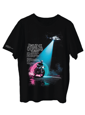 Camiseta urbana estilo oversize en color [negro/blanco] fabricada en algodón premium, con diseño exclusivo de la colección GH impreso en serigrafía de alta definición con motivos de estética streetwear y cultura alienígena.