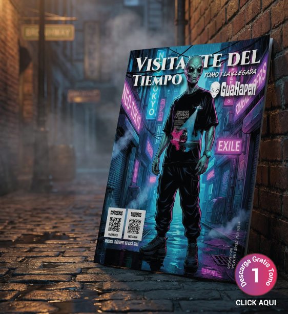 Portada del cómic Guahapen Tomo 1, historia de ciencia ficción sobre un Custodio del Tiempo que protege la humanidad en 1930 con estética neo-noir y reloj futurista.
