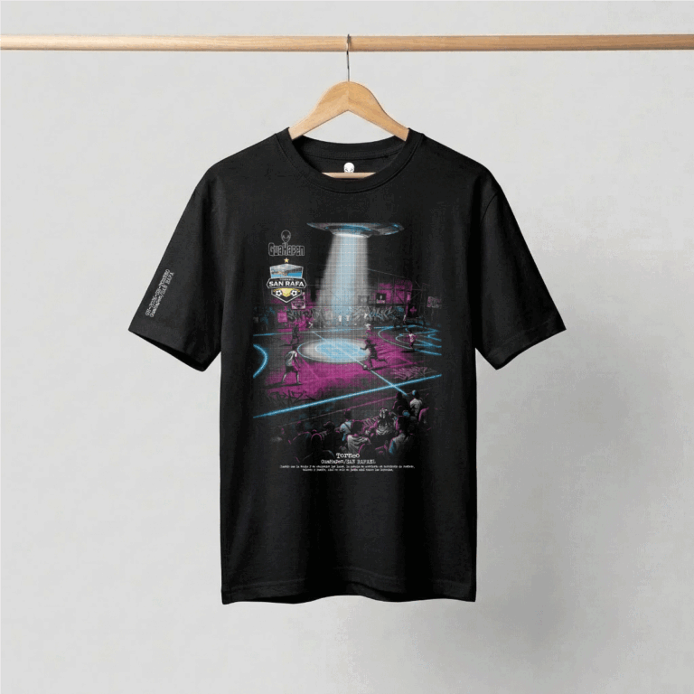 Camiseta negra silueta clásica GuaHapen Torneo San Rafa microfútbol Medellín