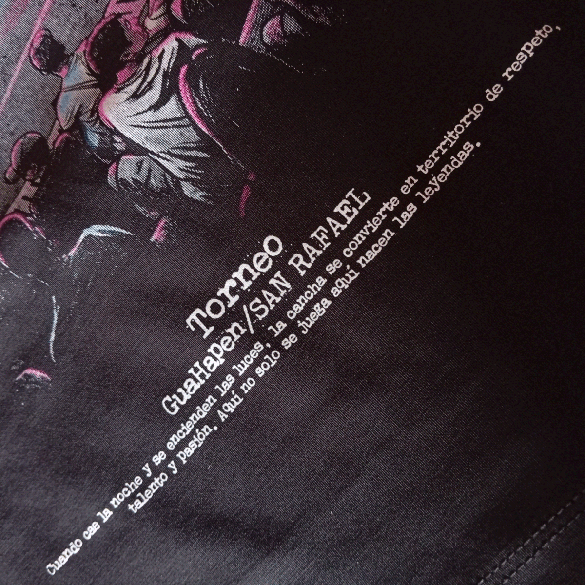 Camiseta negra silueta clásica GuaHapen Torneo San Rafa microfútbol Medellín